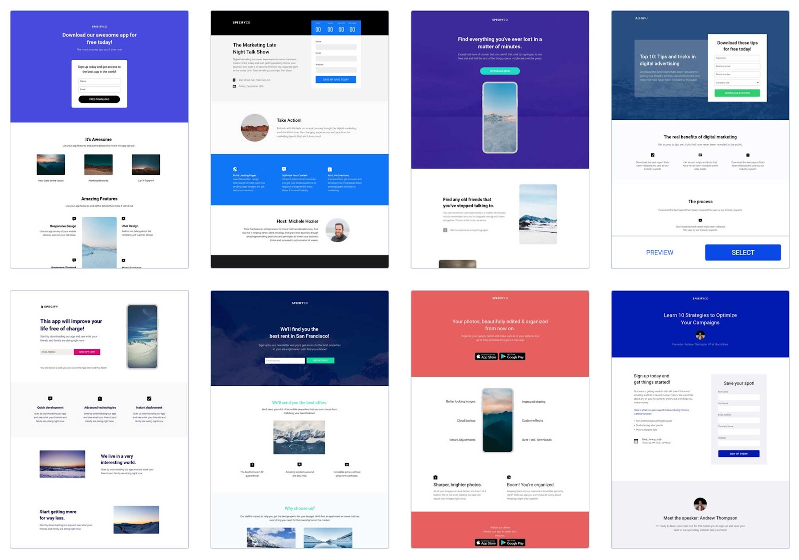 3 Instapage templates