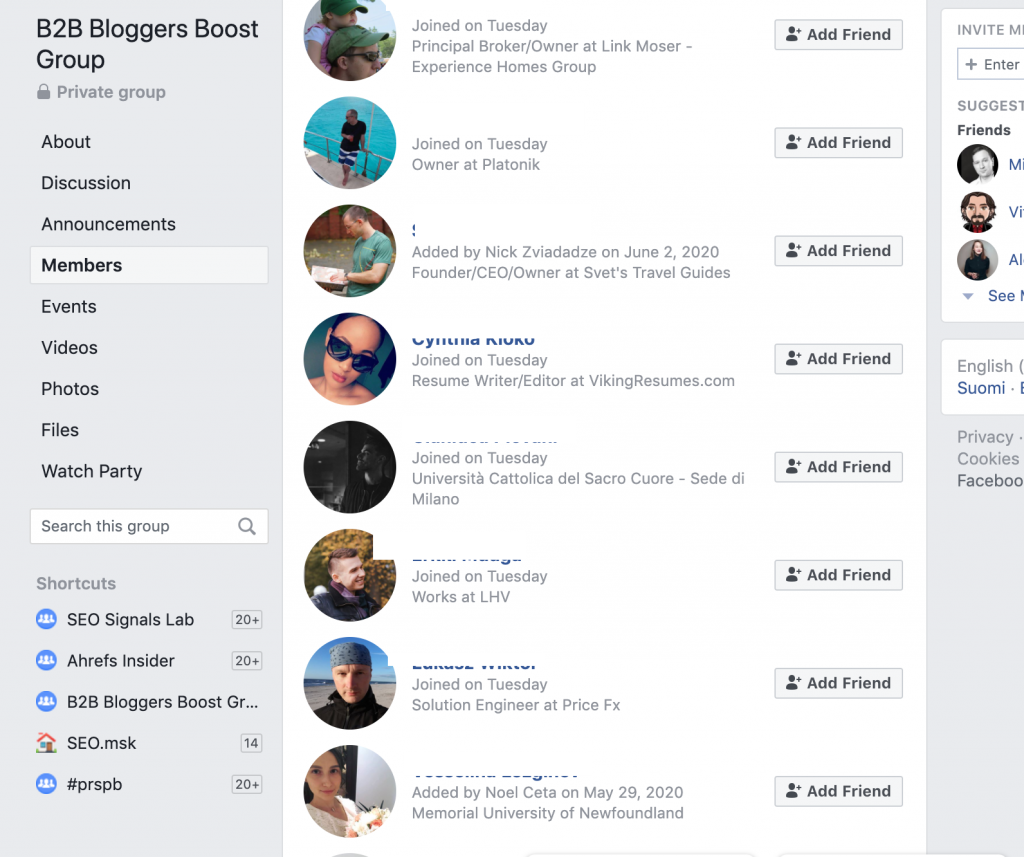 b2b bloggers boost facebook group