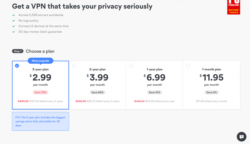 nordvpn pricing to use